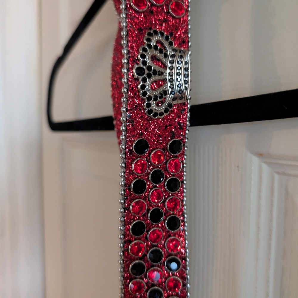 Red and Black Rhinestone Belt